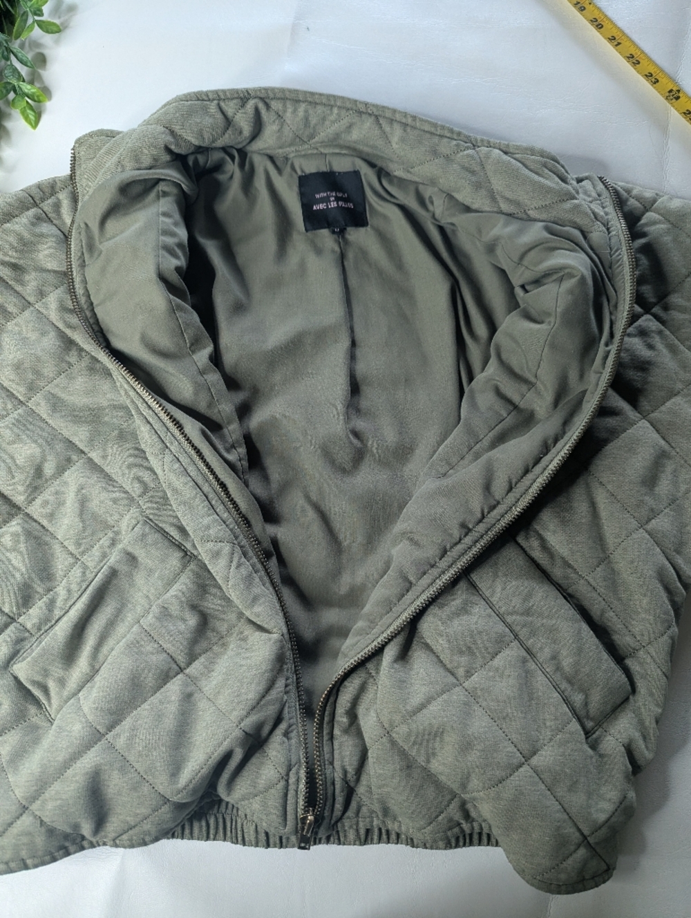 With The Girls By Avec Les Filles Quilted Green Jacket Size Medium - Picture 9 of 11